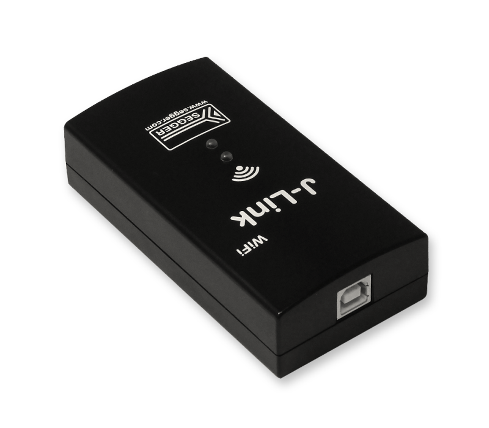 A black Wi-Fi adapter labeled "u-mlink" with indicator lights on its surface. The device has a smooth rectangular shape and a port visible on one side, suggesting functionality for connecting to a network.